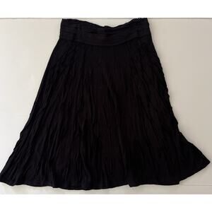 Armani Exchange Laser Cut A-Line Skirt S Black Viscose Stretch Whimsical Casual